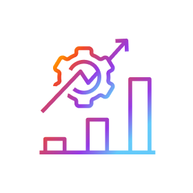 Colorful bar chart with arrow