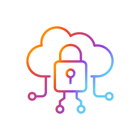 Cloud computing with padlock graphic