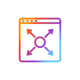 Colorful browser icon with four arrows